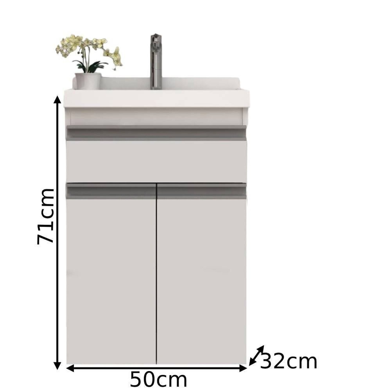 Gabinete de Banheiro 50cm com Lavatório e Armário Ref 501 - 3