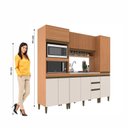 Ver imagem 5 de Cozinha Compacta Modulada 4 Peças com Torre Quente Paneleiro e Aéreo Ripado Cecília Marrom/Freijó/Off White