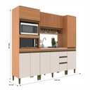Ver imagem 4 de Cozinha Compacta Modulada 4 Peças com Torre Quente Paneleiro e Aéreo Ripado Cecília Marrom/Freijó/Off White