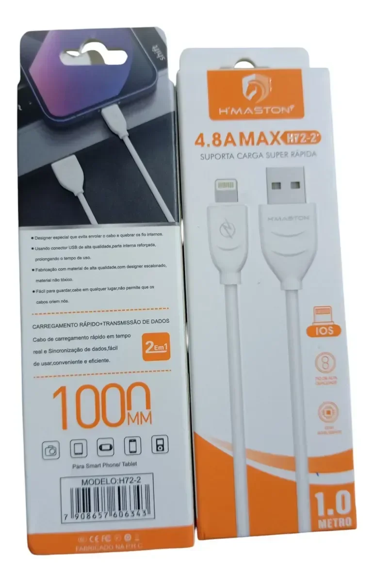 Ver imagem 3 de Cabo para Celular Smartphone Usb Tipo Ios - 01 Metro Turbo 4.8a - Dados Ultra Performance Rápido - P