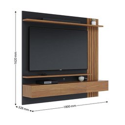 Painel para Tv Home Suspenso Ambiente Juriti 1.8 Noce Milano Preto Acetinado – Colibri - 3