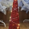 Árvore Cone Cotton Glitter Vermelho Iluminada Fio de Fada LED 10 Lâmpadas à Pilha 40cm - Magizi - 5