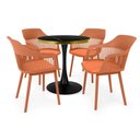 Ver imagem 1 de Conjunto Mesa de Jantar Redonda Majestic 70cm Preta com 4 Cadeiras Estofadas Marcela - Marrom