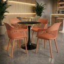 Ver imagem 2 de Conjunto Mesa de Jantar Redonda Majestic 70cm Preta com 4 Cadeiras Estofadas Marcela - Marrom