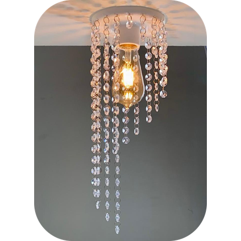 Lustre Pendente Cristal Acrílico Pequeno Barato 14x41cm Promoção