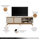 Ver imagem 3 de Rack Bancada Decorativo Hiro Mdp/mdf Tv até 70 Polegadas com Nichos Nature/off White G77 - Gran Belo