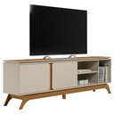Ver imagem 6 de Rack Bancada Decorativo Hiro Mdp/mdf Tv até 70 Polegadas com Nichos Nature/off White G77 - Gran Belo