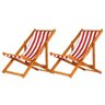 Conjunto 2 Espreguiçadeiras Preguiçosa Dobrável sem Braço Mel em Madeira Maciça - Listrado Vermelho - 1