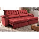 Ver imagem 1 de Sofá Retrátil e Reclinável 2,60m Molas Ensacadas Dream Velusoft Vermelho Cama Inbox