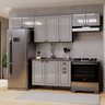 Cozinha Americana Modulada Balcão 120cm para Pia Sem Tampo 2 Armários Geladeira 1 Aéreo 3 portas 120cm Compacta 5 Peças Paris - 2