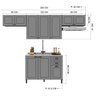 Cozinha Americana Modulada Balcão 120cm para Pia Sem Tampo 2 Armários Geladeira 1 Aéreo 3 portas 120cm Compacta 5 Peças Paris - 4