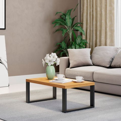 Mesa de Centro Estilo Industrial 89,5x53cm 100% Mdf F12 Pradel Móveis-freijó/preto Fosco