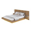 Ver imagem 7 de Cama Casal Queen Suspensa com LED, Cabeceira e Mesas de Apoio 140/160 Zurique Marrom/Mel Yescasa