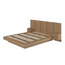 Ver imagem 2 de Cama Casal Queen Suspensa com LED, Cabeceira e Mesas de Apoio 140/160 Zurique Marrom/Mel Yescasa