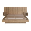 Ver imagem 5 de Cama Casal Queen Suspensa com LED, Cabeceira e Mesas de Apoio 140/160 Zurique Marrom/Mel Yescasa