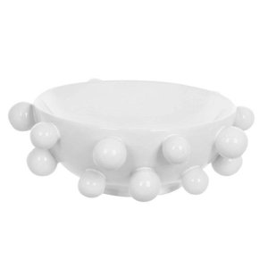 Centro de Mesa Ceramica Branco 11x31x31cm