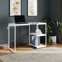 Ver imagem 1 de Mesa Escritório Berlim Industrial com Prateleira Ferro Branco Tampo 110x46 Branco