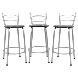 Kit 3 Banquetas para Balcão Flórida Prata 60cm Cozinha Gourmet Bistrô Bancada Piscina Área de Lazer