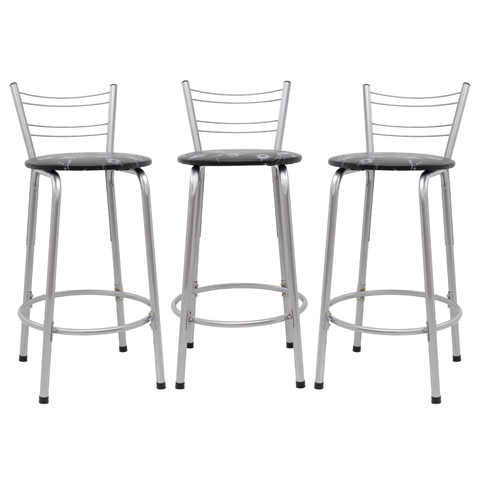 Kit 3 Banquetas para Balcão Flórida Prata 60cm Cozinha Gourmet Bistrô Bancada Piscina Área de Lazer