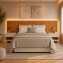 Ver imagem 1 de Cabeceira Casal Queen com 2 Mesas de Cabeceira LED 3500k e Tomadas 100% MDF Ayla