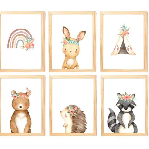Quadro Infantil 6 Un A4 Vidro e Pendurador