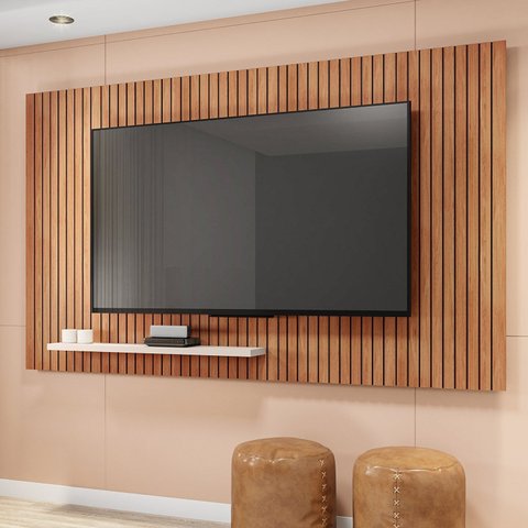 Painel para TV até 70 Polegadas MDF 180CMX120CM Frisos Decorativos Valença Marrom