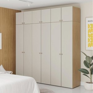 Guarda-Roupa 6 Módulos 12 Portas 9 Prateleiras Frame CabeCasa MadeiraOriginals