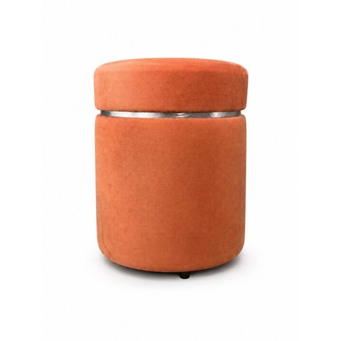 Kit de Puff com Cinta Superior Prata Terracota Veludo - Let Móveis