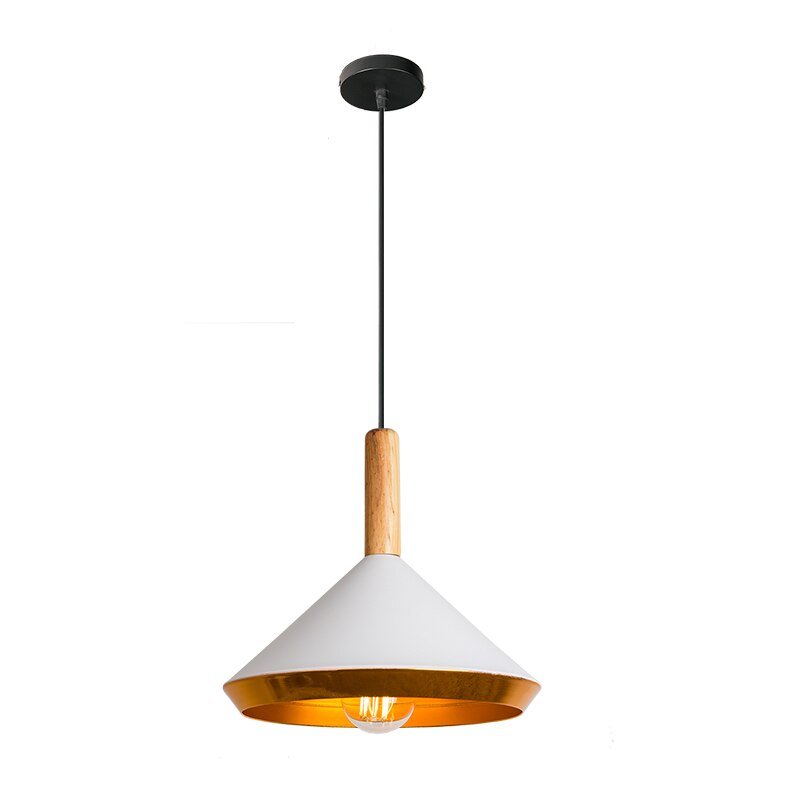 Lustre pendente luminária cone estilo vintage - Branco-Cobre - 1