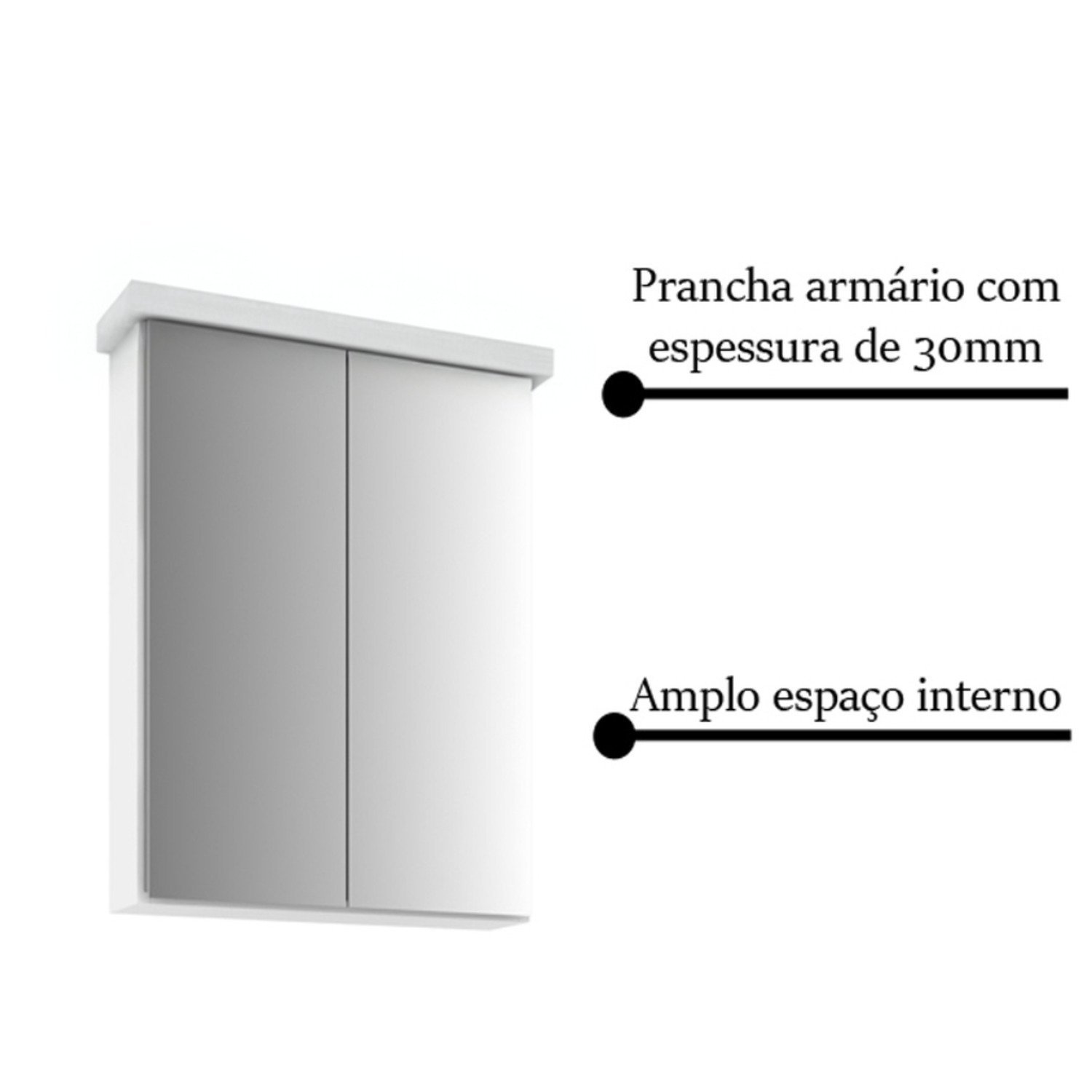 Armário de Banheiro 50cm 02 Portas Ref 501 - 2