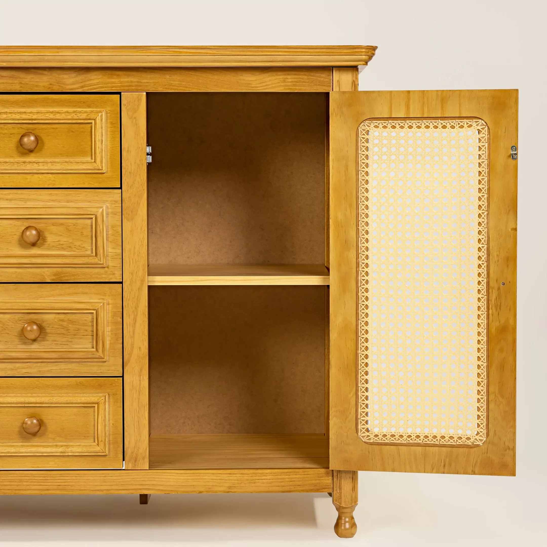 Ver imagem 3 de Cômoda Infantil Feliz 4 Gavetas Madeira Maciça com Porta de Tela Trançada