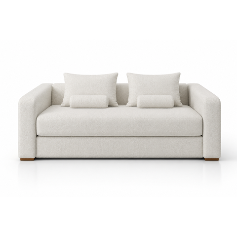Sofá-Cama Toscana | Conforto Máximo com Assento de 22cm e Função Cama:Boucle Cru