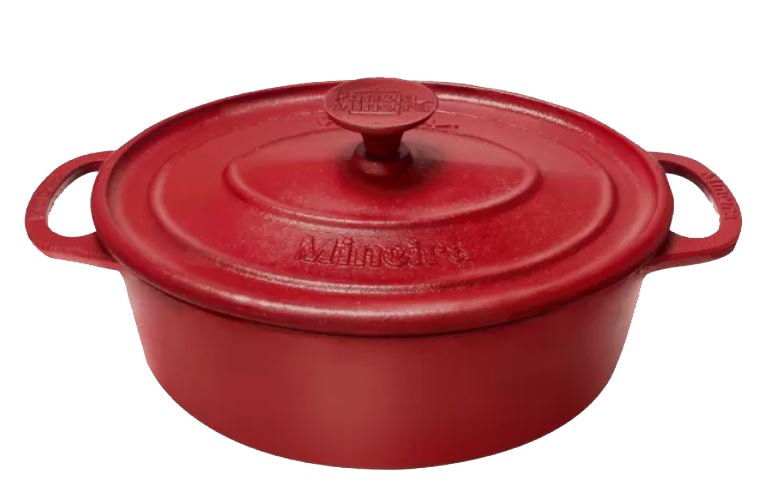 Caçarola Oval 260X200x150mm 3,5L Vermelha Com Tampa Panela Mineira - 1