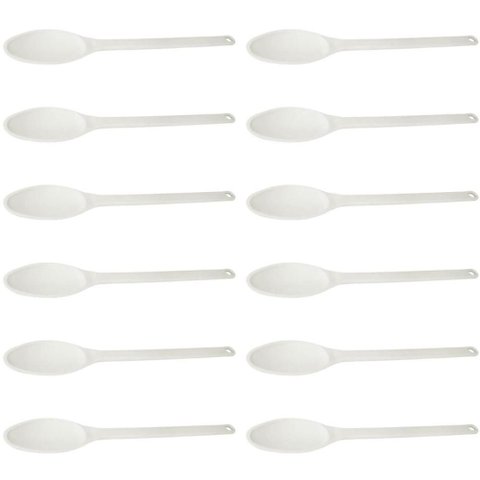 12 Colheres para Cozinha Industrial 59cm Plásticas Brancas Mexer Alimentos Restaurantes
