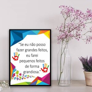 Quadro Autismo Feitos Grandiosos 45x34cm:Madeira preta