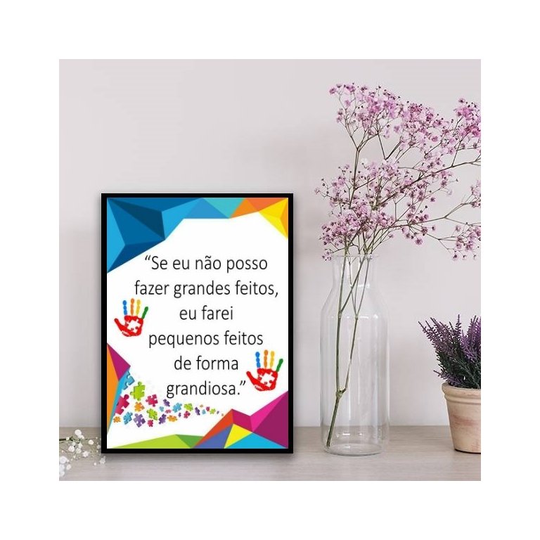 Quadro Autismo Feitos Grandiosos 45x34cm:Madeira preta Quadro Autismo Feitos Grandiosos 45x34cm:Madeira preta