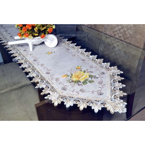 Caminho de Mesa com Flores Amarelas - 1,80 M Arte & Tear
