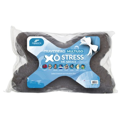 Travesseiro Xô Stress fibra grafite 70x50x18cm Fibrasca