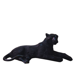 Escultura Pantera Negra Felina em Gesso Decorativa (34x14cm):pantera Negra