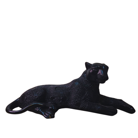 Escultura Pantera Negra Felina em Gesso Decorativa (34x14cm):pantera Negra