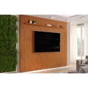 Ver imagem 1 de Painel Quarto P/ Tv até 85 Pol Pratic Ripado C/ 1 Prateleira 275x240cm Freijo - Dj Móveis