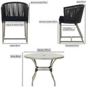 Ver imagem 2 de Mesa com 4 Cadeiras de Jantar Roma 100cm e Noronha em Aluminío Fendi Corda Nautica Estofado 12 Trama