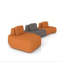 Ver imagem 2 de Sofá 3 Lugares Orgânico com Chaise e 2 Módulos Berlim Bouclê Caramelo/grafite K01 - D’Rossi