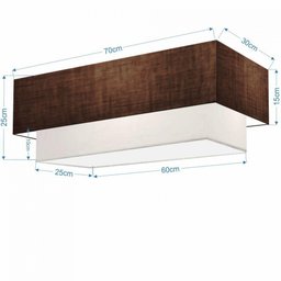 Plafon Retangular Sj-3044 Cúpula Café Branco - 2