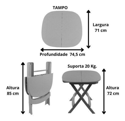 Mesa Dobrável De Plástico Resistente Prática Barata:Preta - 2