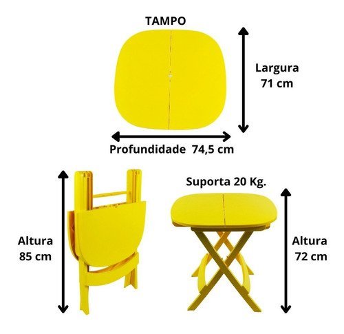 Mesa Dobrável De Plástico Resistente Prática Barata:Preta - 10