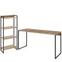 Ver imagem 1 de Kit Escritório Estante Areta 4 Prateleiras Mesa Industrial Aspen 150cm C01 Carvalho - Lyam Decor