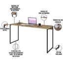 Ver imagem 7 de Kit Escritório Estante Areta 4 Prateleiras Mesa Industrial Aspen 150cm C01 Carvalho - Lyam Decor