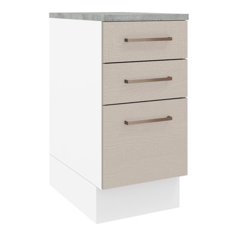 Balcão 40 Cm 3 Gavetas Branco/crema Agata Madesa