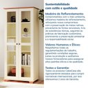 Ver mais imagens de Estante Livreiro Pés e Tampo em Madeira Maciça Porta Vidro Ananda CabeCasa MadeiraOriginals Off White 100% MDF